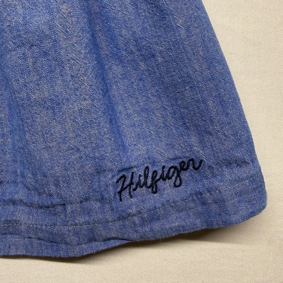 Tommy Hilfiger Girls Size 4 Rainbow Stripe Chambray Dress Flutter Sleeve - Picture 3 of 8